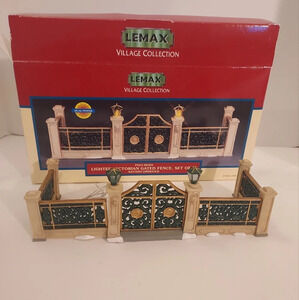 Vintage 1999 Lemax Village Collection - Lighted Victorian Gated Fence, Set of 5